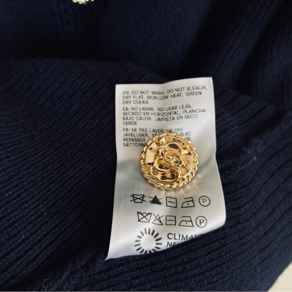 Reformation Priscilla Regenerative Wool Mini Sweater Dress Crochet Navy Large - Picture 15 of 16